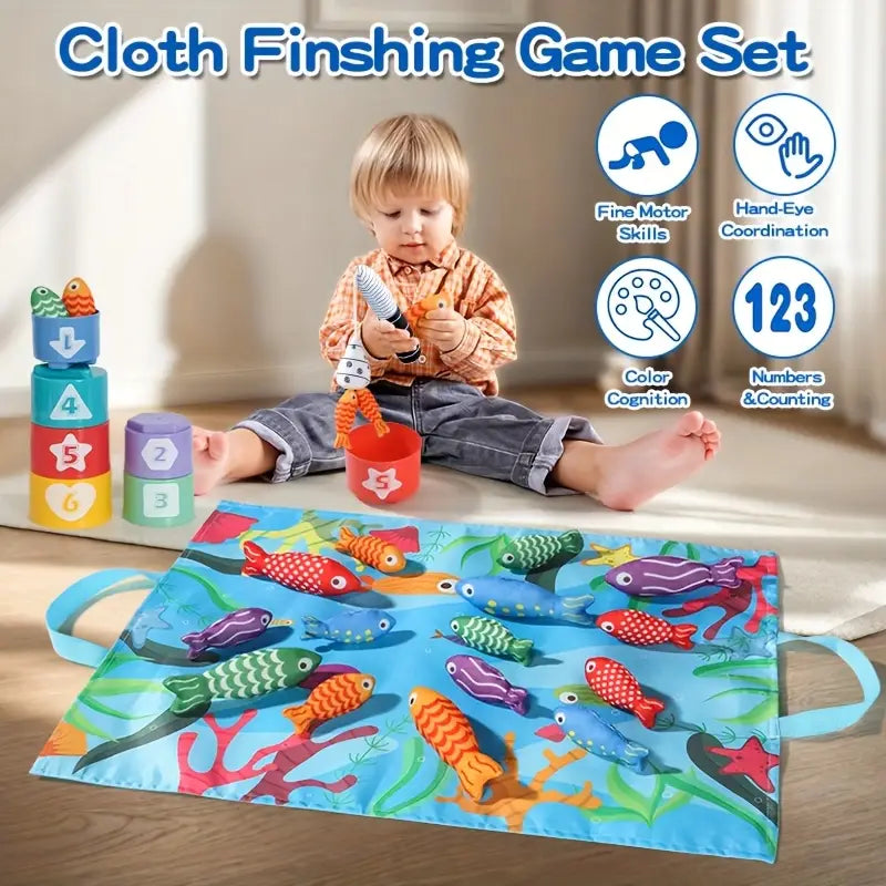 My First Plush Fishing Set – 22-Piece Soft "Hook & Grip" Sensory Game