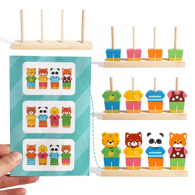 Wooden Mix & Match Dress-Up Puzzle – Montessori Animal Collection