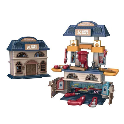 2-in-1 Kids Tool Workshop Play House – DIY Craftsman Home Tools Set