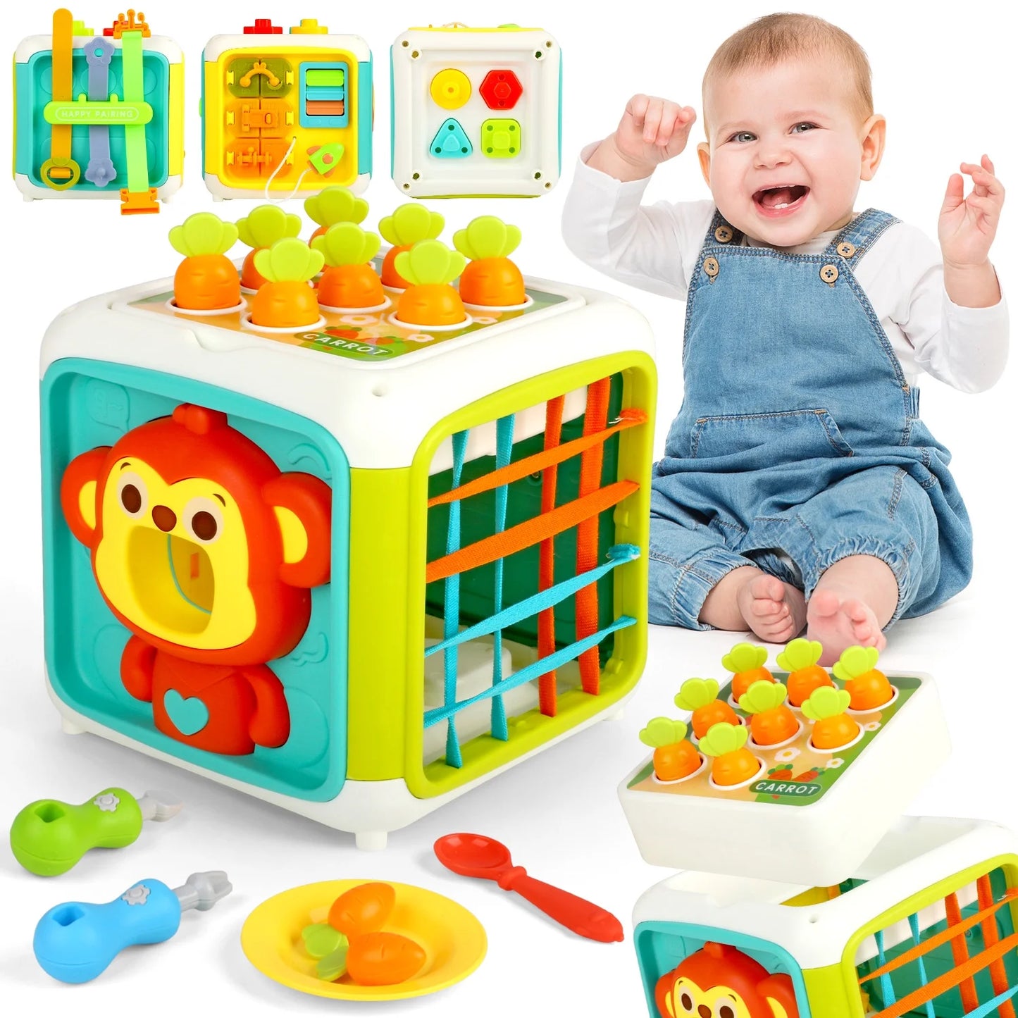Montessori Busy Activity Cube for Toddlers – Multifunctional Learning Toy