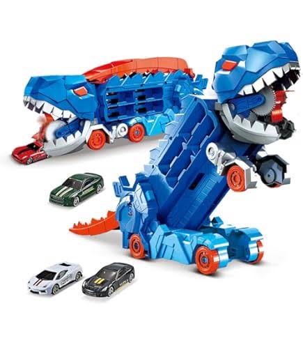 Dinosaur Transporter Truck & Transforming Race Track Set for Kids (Ages 3â€“6)