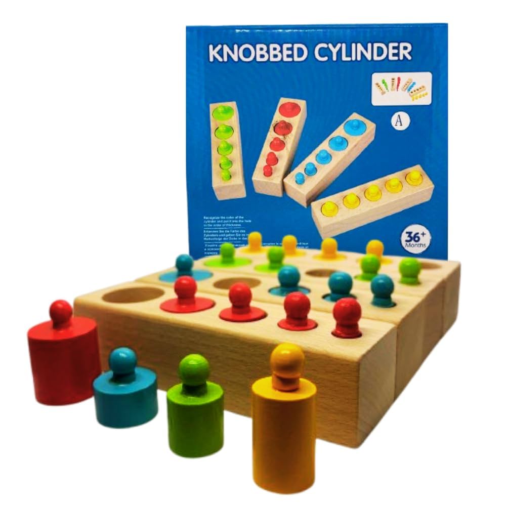Montessori wooden knobbed cylinder  set