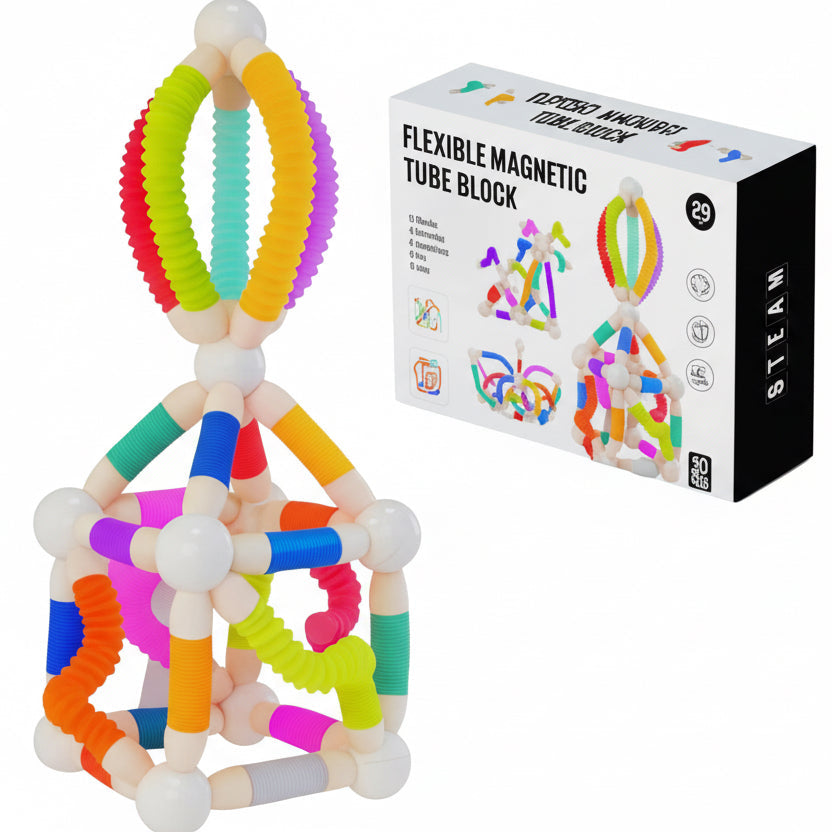 Flexible Magnetic Tube Building 26 piece Set – STEM Creative Construction