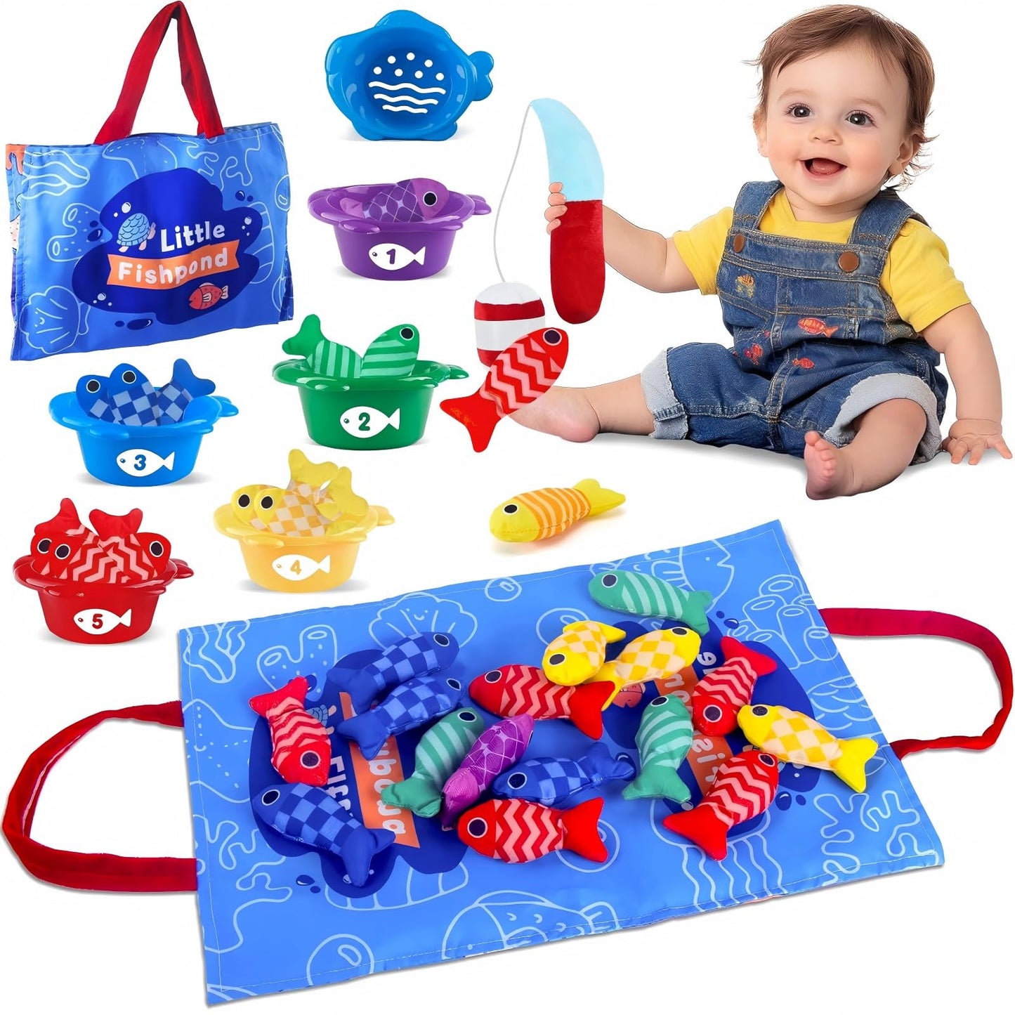 My First Plush Fishing Set – 22-Piece Soft "Hook & Grip" Sensory Game