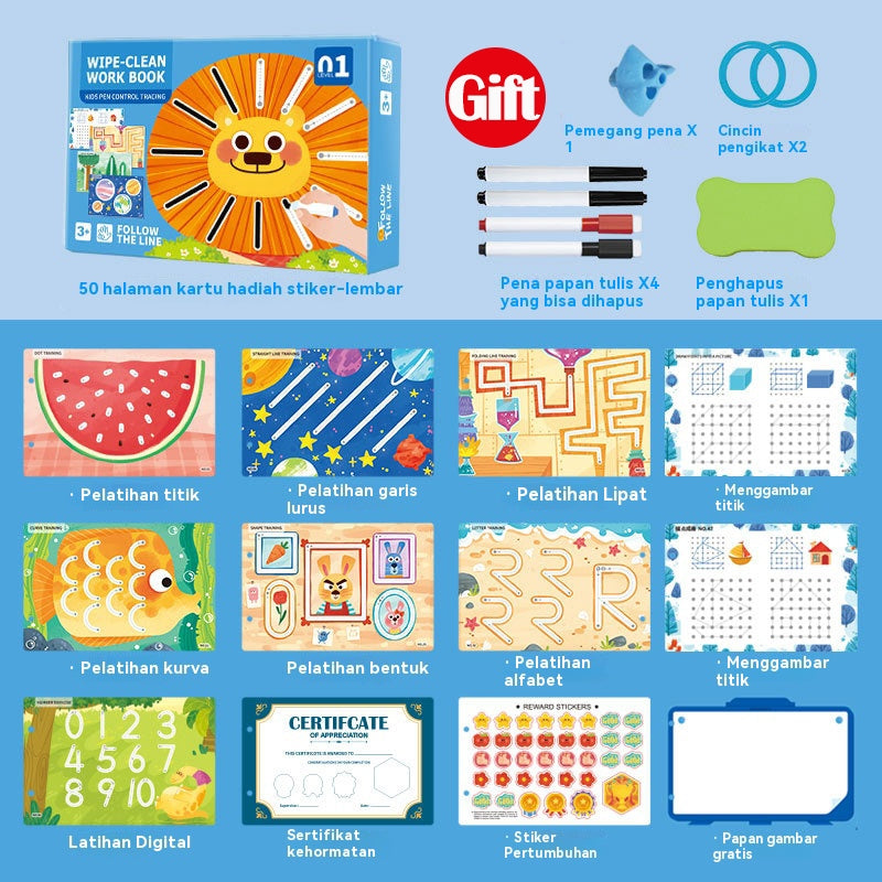 Magical Pen Control & Pre-Writing Workbook – Reusable Tracing Set