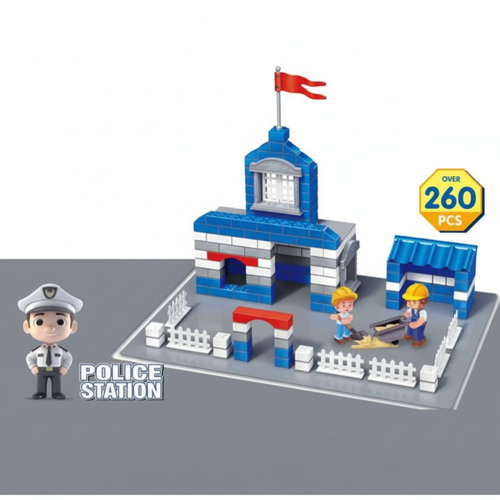 Police Station" DIY Real-Brick Construction & Building Set ( 260 PCS)