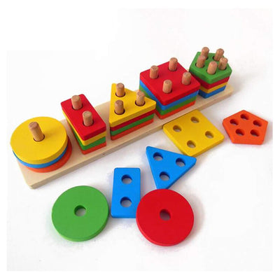 Wooden Geometric Shapes Sorting And Stacking Montessori toy