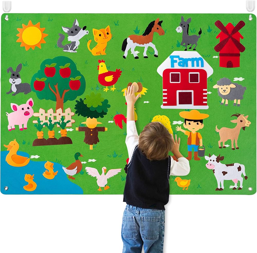Farm Animals Felt Story Board – Interactive Educational Wall Toy