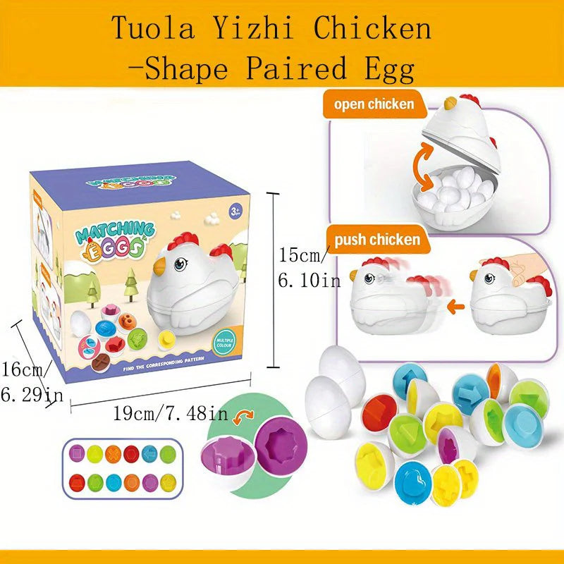 Valley Toys Hen-Style Matching Eggs | Ages 3+ | Master Shape Logic & Fine Motor Precision