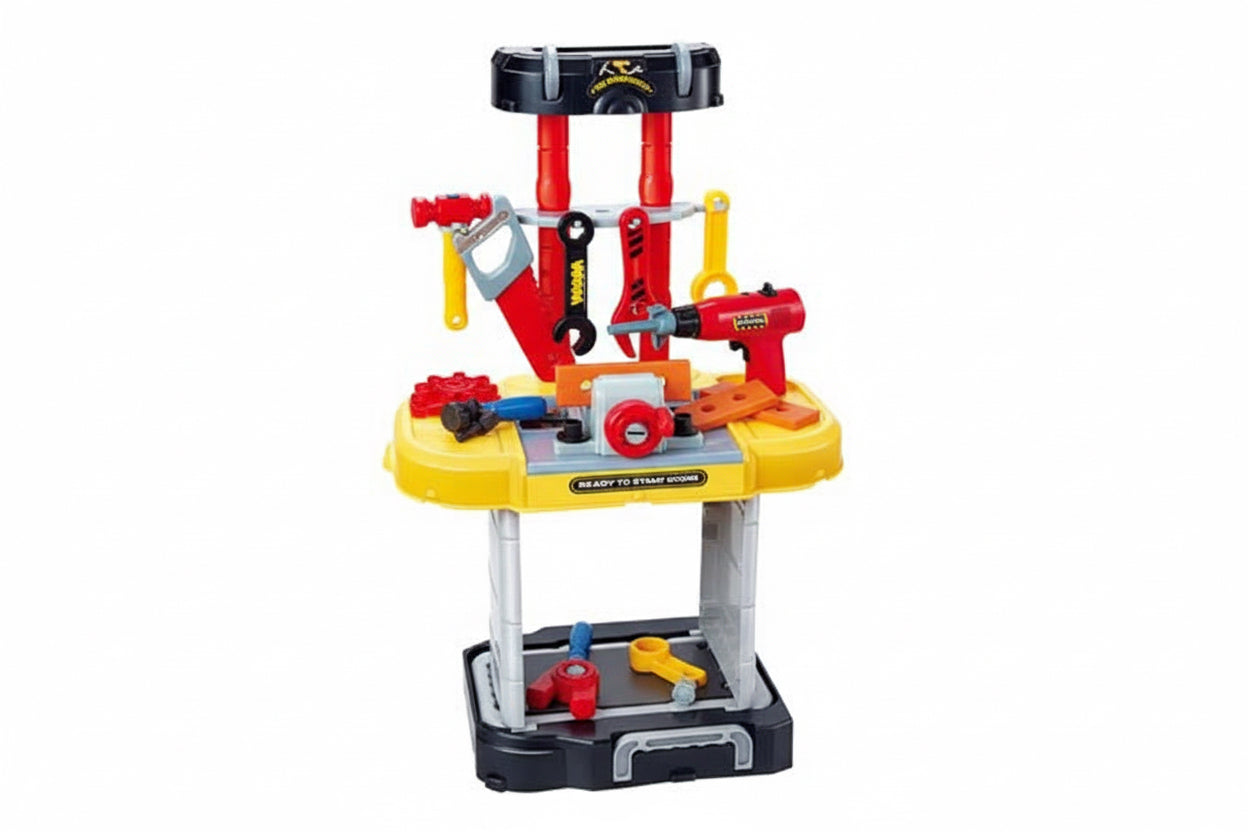 3-in-1 Kids Tool Kit Set – 38 Pieces Suitcase, Pull Box & Workbench