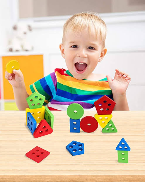 Wooden Geometric Shapes Sorting And Stacking Montessori toy