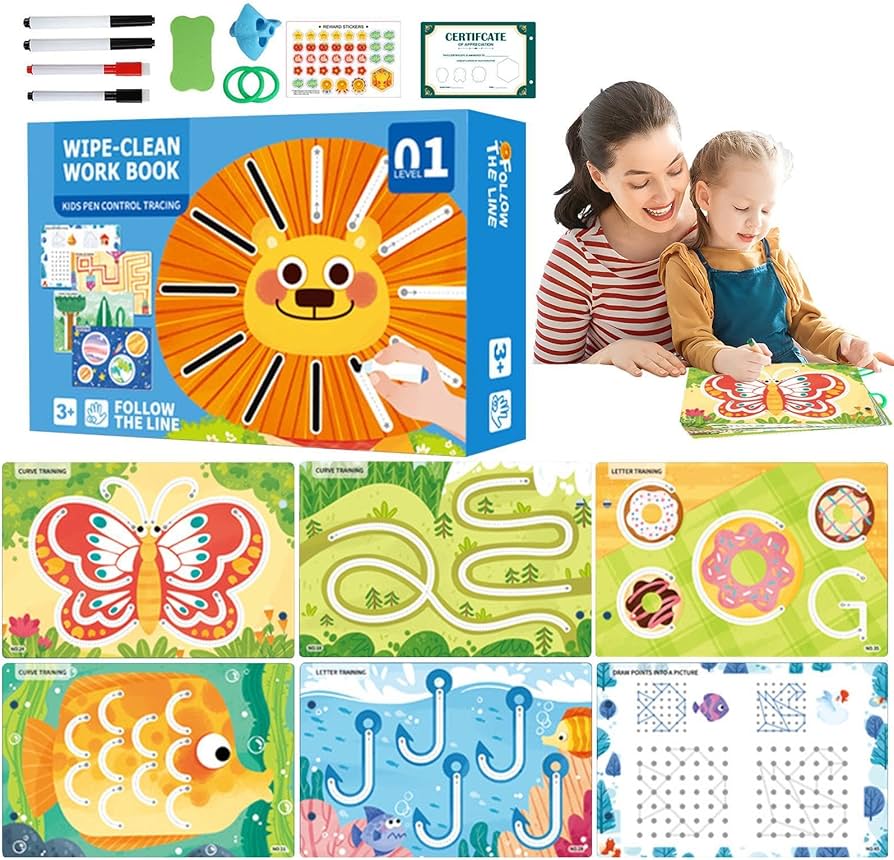 Magical Pen Control & Pre-Writing Workbook – Reusable Tracing Set
