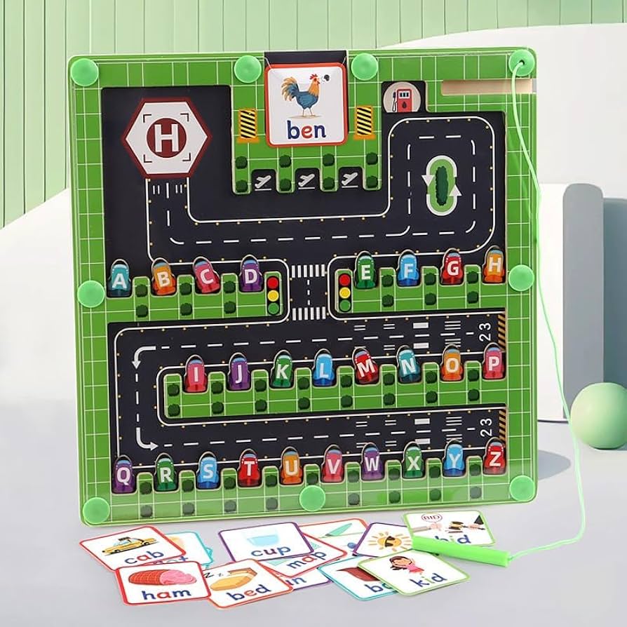 Montessori Wooden Magnetic Color & Alphabet Maze Board – Educational Toy for Kids