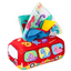 Baby Sensory Tissue Box Toy with Silk Scarves & Crinkle Cloths – Bus & Dinosaur Series (Ages 6M+)