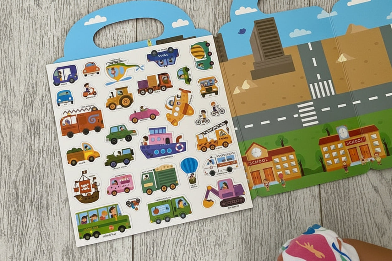 Magnetic sticker book - vechiles