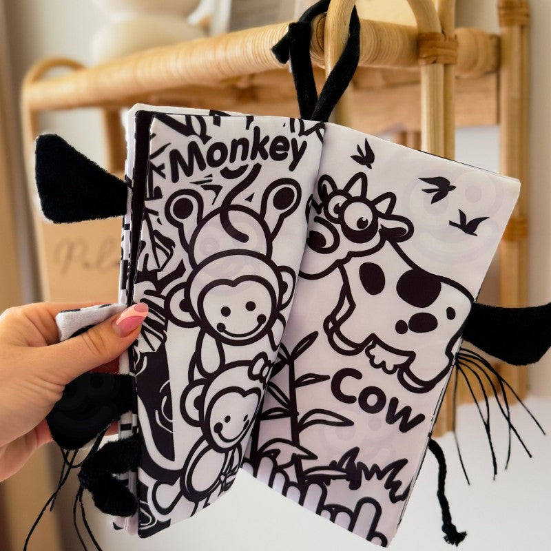 Woopie Baby Cloth Book with Animal Tails – Sensory Soft Fabric Book
