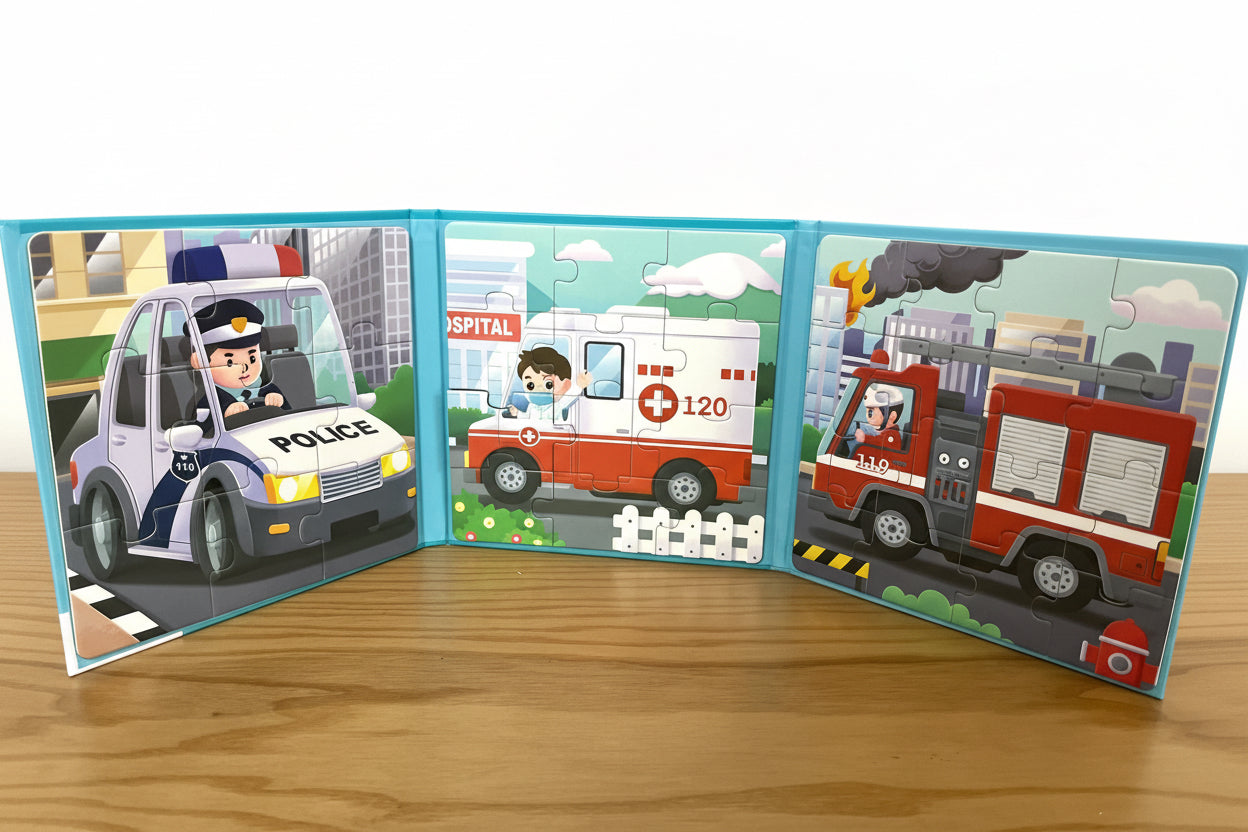 Magnetic Traffic Discovery Puzzle Book – Police Car Edition