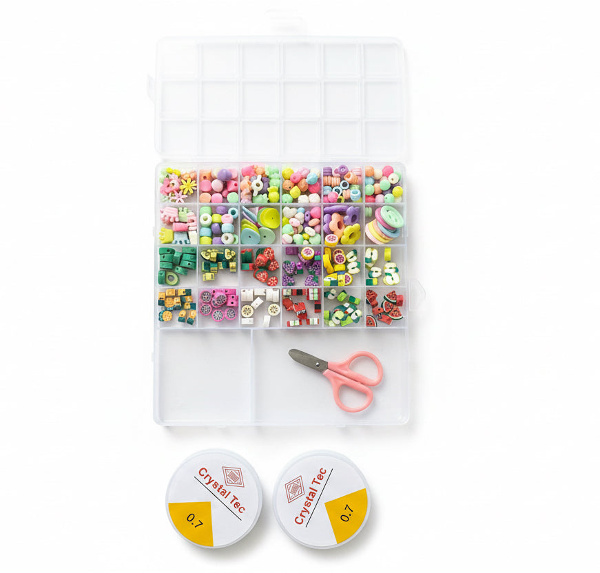 Clay Beads Jewelry Making Kit – 24 Colors DIY Bracelet & Necklace Craft Set No 5