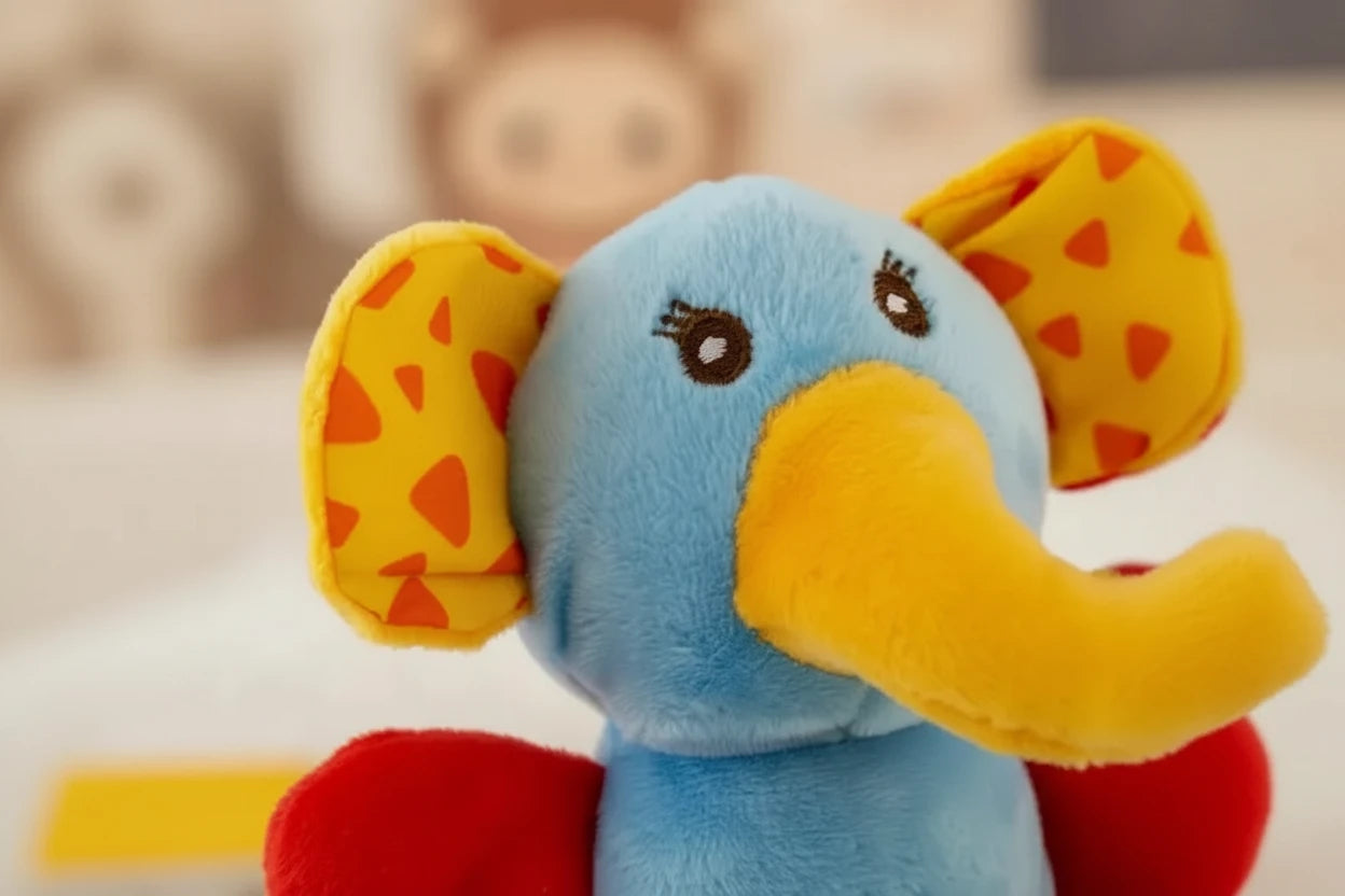 Soothing Sensory Plush – Hanging Stroller Toy with Rattle & Teether
