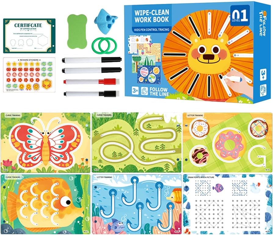 Magical Pen Control & Pre-Writing Workbook – Reusable Tracing Set