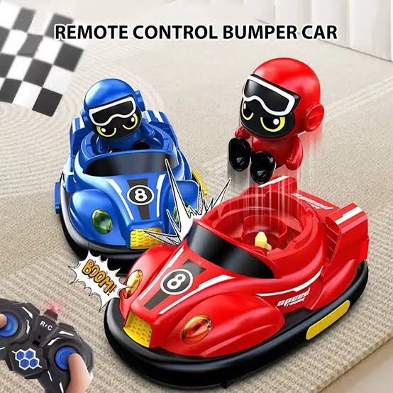 2-Player Interactive Remote Control Bumper Cars Battle Set with Ejecting Drivers (Red vs. Blue)