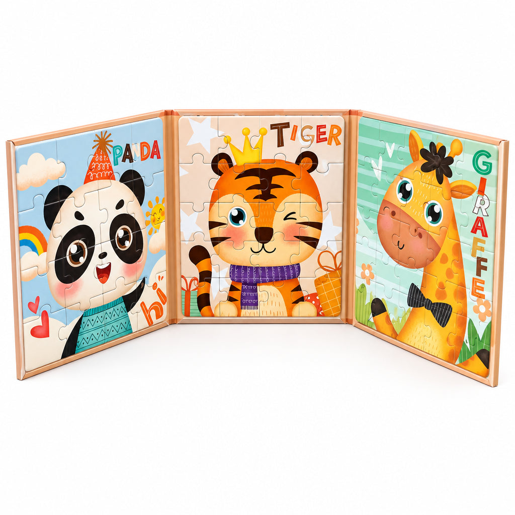3-in-1 Cute Animals Magnetic Progressive Puzzle Book for Kids (Step 3)