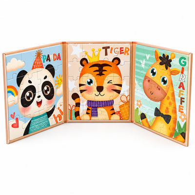 3-in-1 Cute Animals Magnetic Progressive Puzzle Book for Kids (Step 3)
