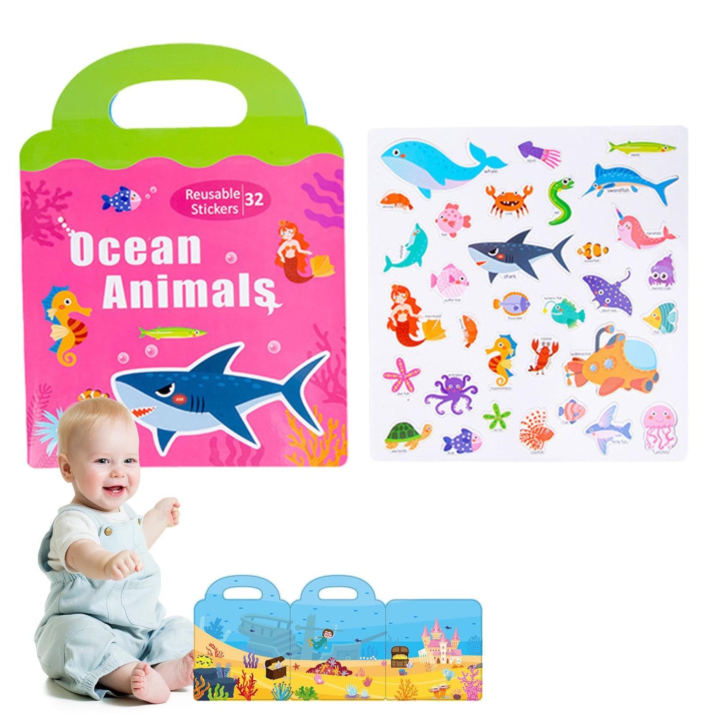 Reusable Ocean Animals Sticker Activity Book – Interactive Learning & Play