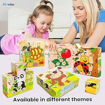 Animals Cube Puzzle – 9-Piece Wooden Block Puzzle (Ages 2+)
