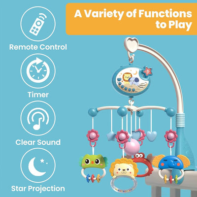 Musical baby crib mobile with lights and music