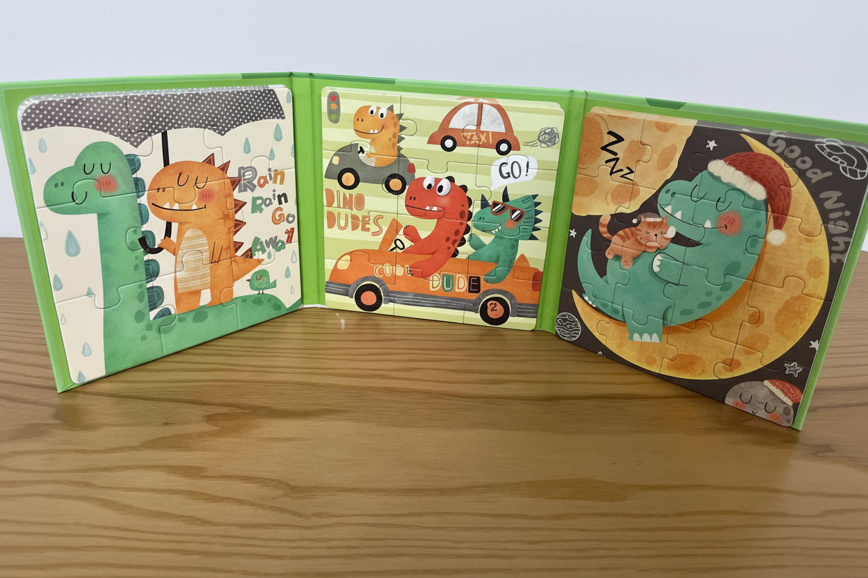 Step-by-Step Magnetic Dinosaur Puzzle – 3-in-1 Leveled Learning Book