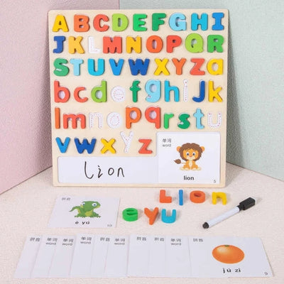 Wooden Alphabet Puzzle Board –  Writing Board and cards