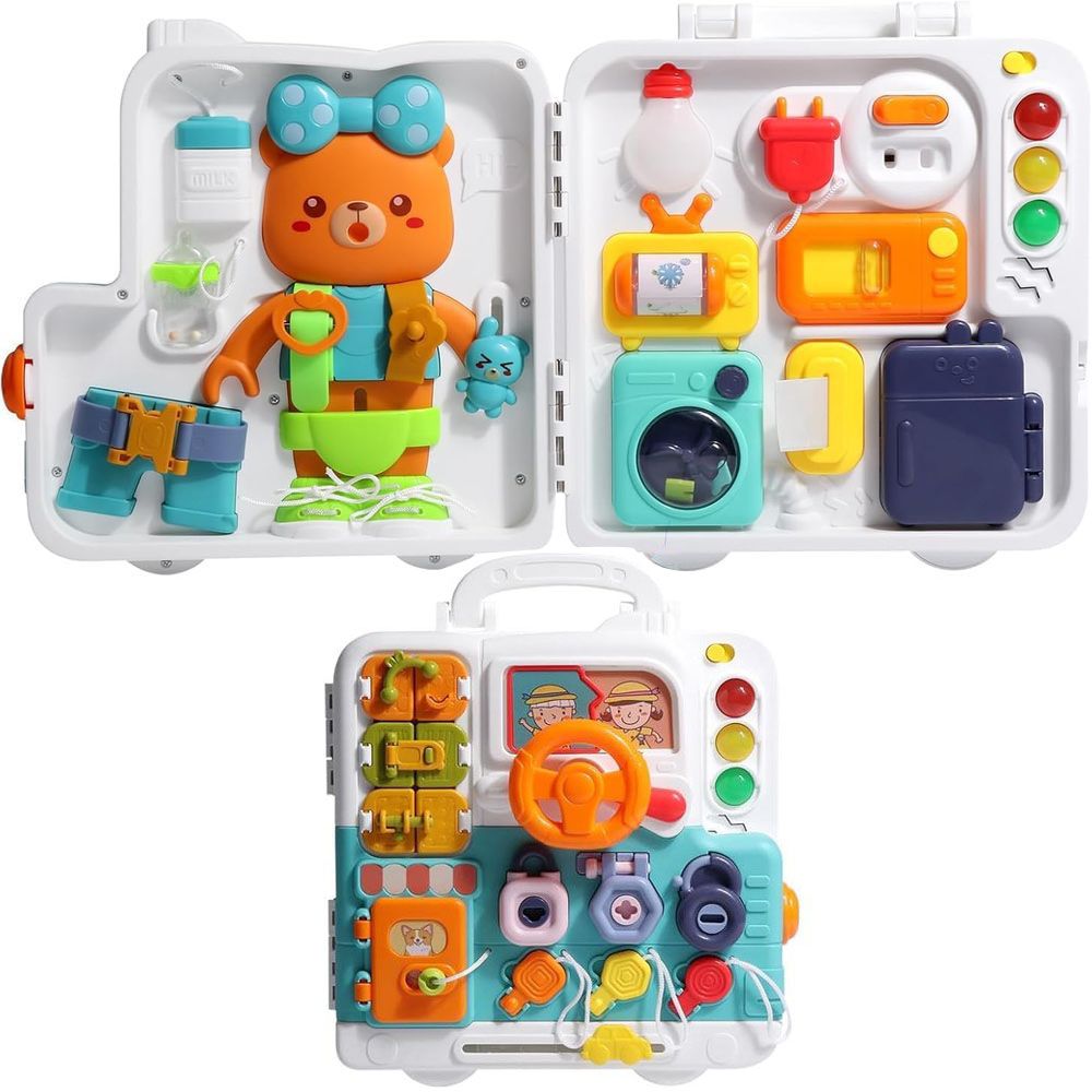 Montessori Busy Board Puzzle Book for Toddlers – Sensory Activity Board