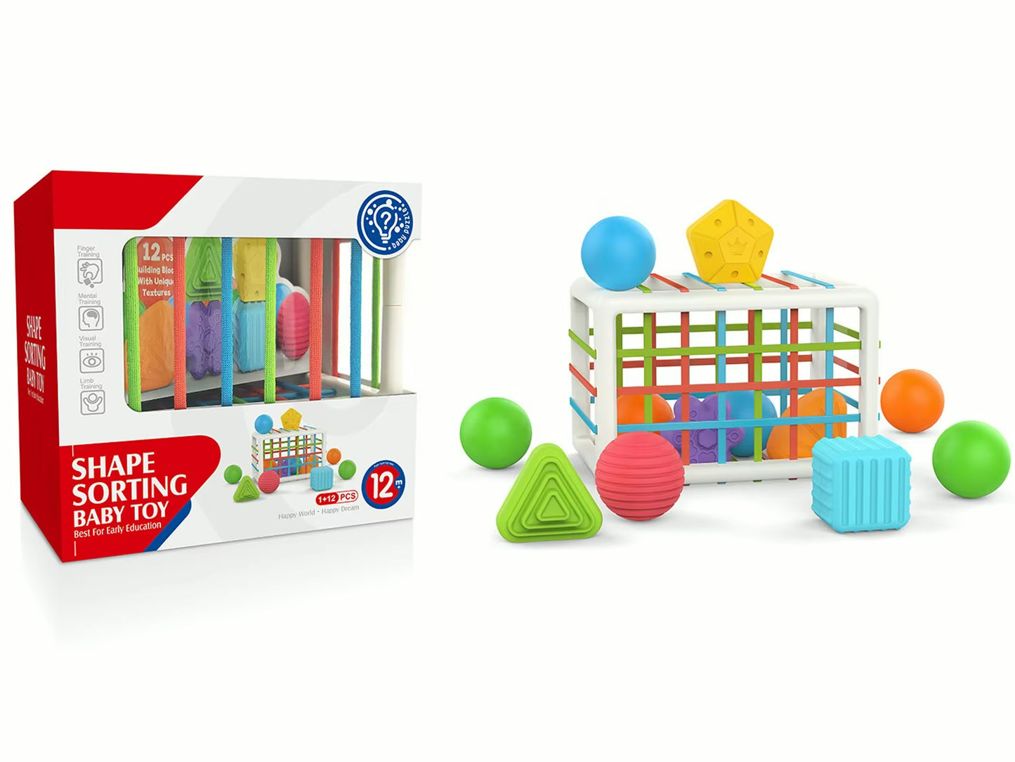 Huanger Sensory Shape Sorter – Elastic Band Cuboid Innovation Kit