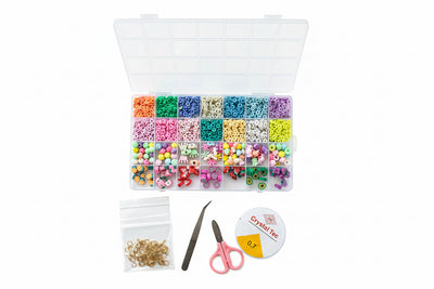 Clay Beads Jewelry Making Kit – 24 Colors DIY Bracelet & Necklace Craft Set No 1
