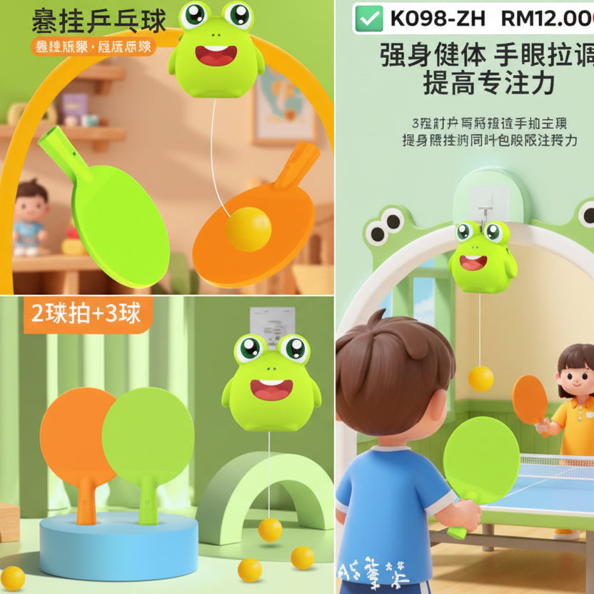 Froggy Hanging Table Tennis Trainer – Indoor Action & Reaction Game