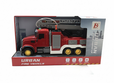 City Sprinkler Fire Truck – Aerial Ladder Toy Car with Water Spray