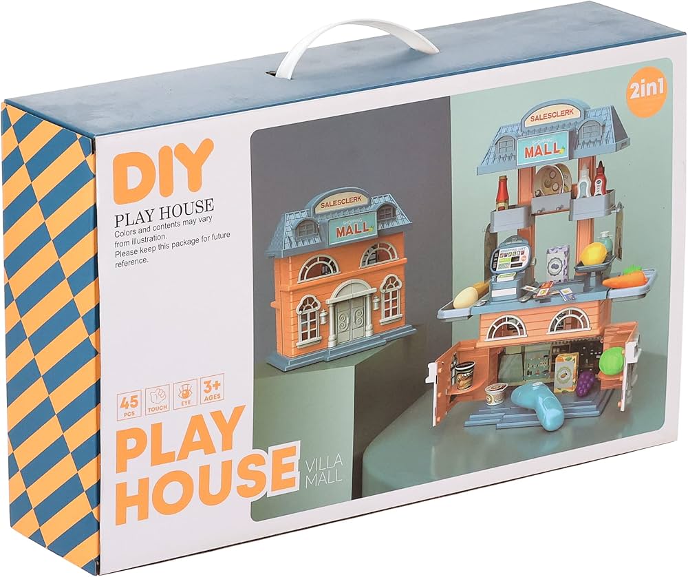 2-in-1 Kids Supermarket Play House – Salesclerk Mall Role Play Set