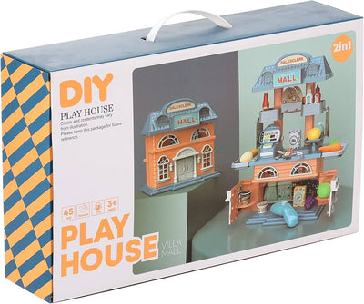 2-in-1 Kids Supermarket Play House – Salesclerk Mall Role Play Set