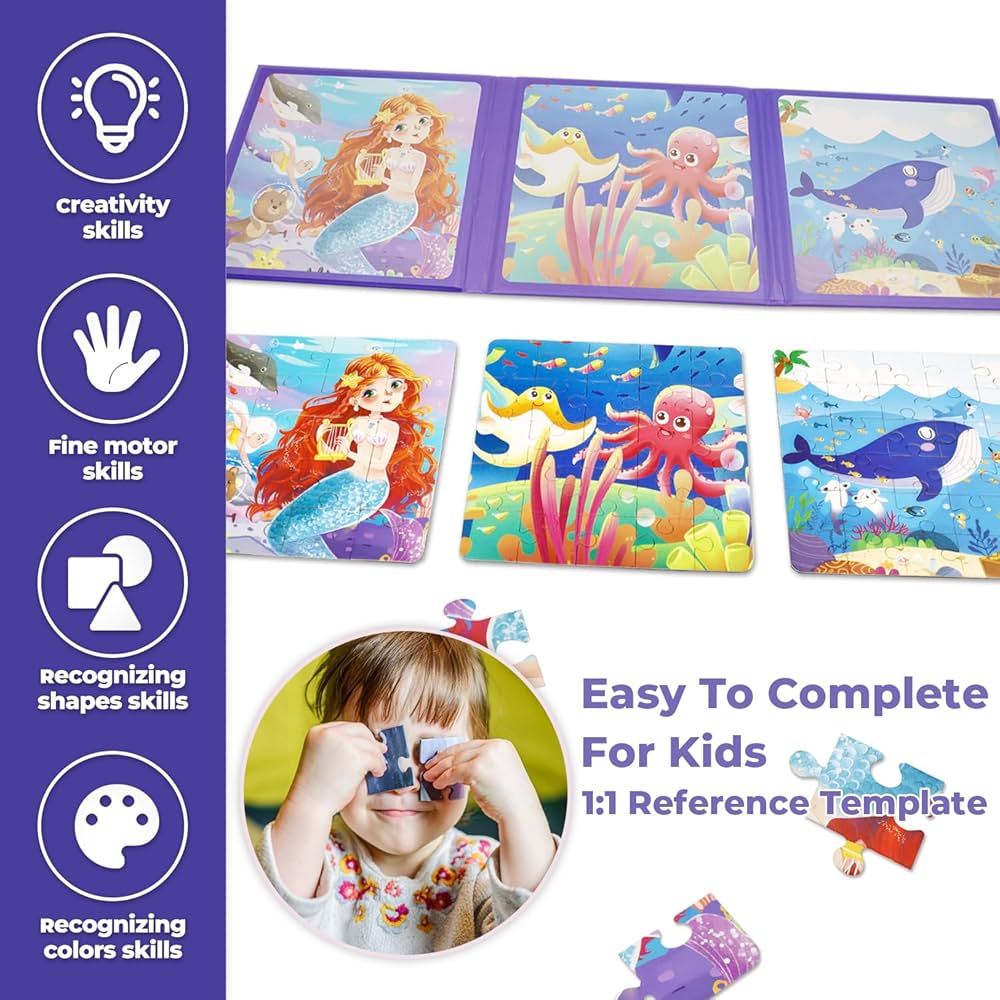 Mermaid Underwater Kingdom 3-in-1 Jigsaw Puzzle – Step 4 Progressive Set