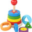 2-in-1 Wooden Rainbow Stacking Rings & Geometric Shape Sorter Tower Toy (Ages 18M+)