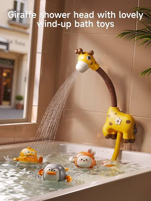 Giraffe Baby Bath Shower Head Toy – Electric Water Pump