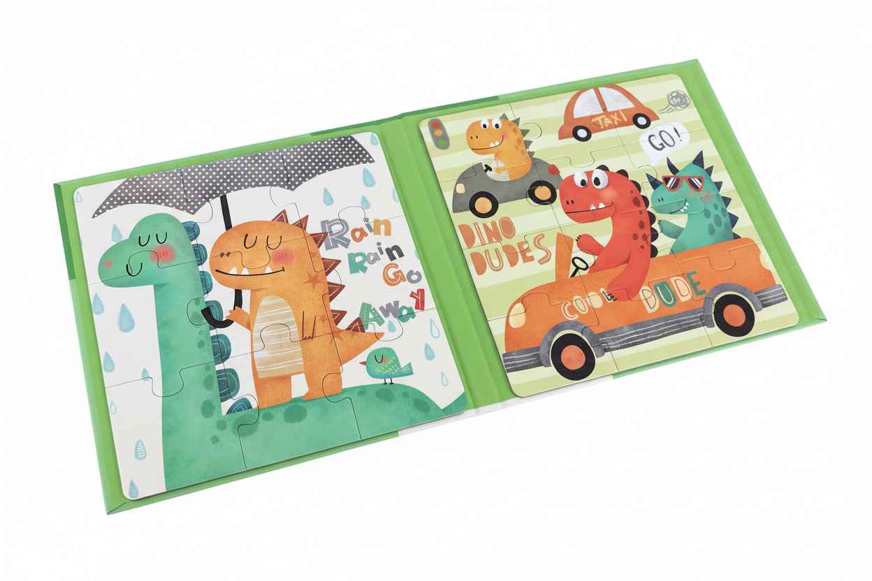 Step-by-Step Magnetic Dinosaur Puzzle – 3-in-1 Leveled Learning Book