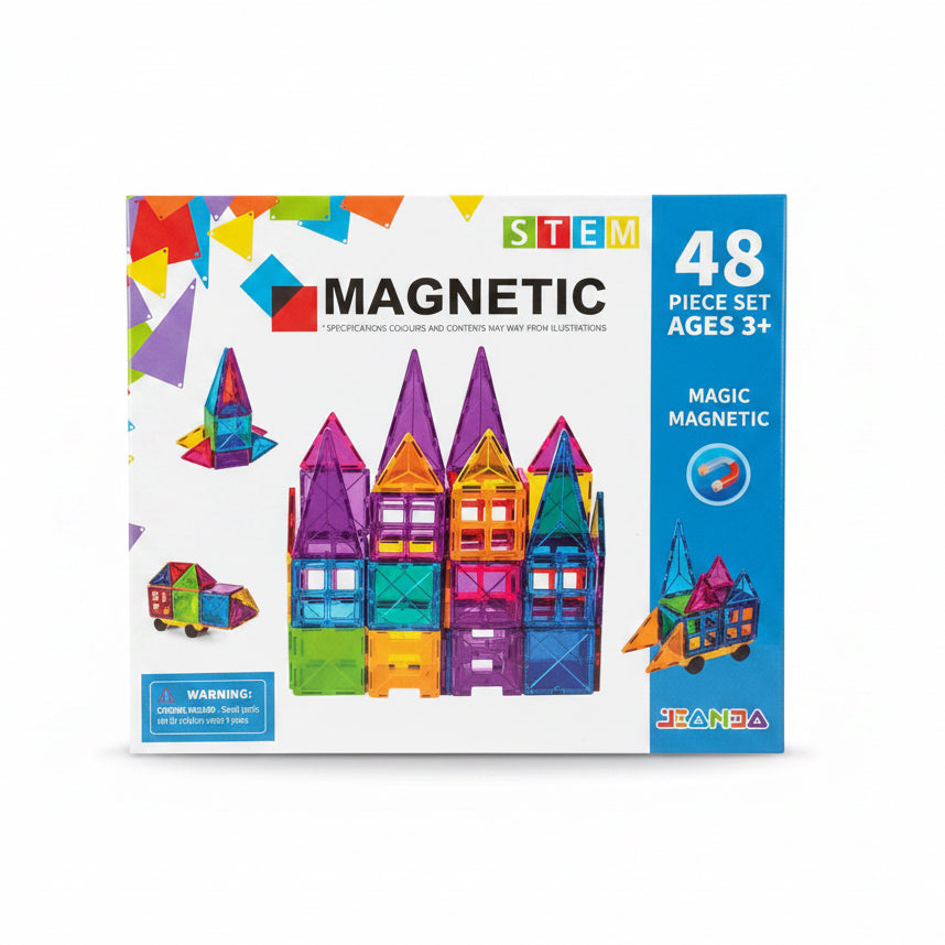 48-Piece Magic Magnetic Building Tiles | Ages 3+ | Master 3D Engineering & Geometric Logic