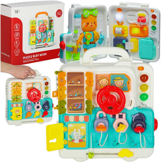 Montessori Busy Board Puzzle Book for Toddlers – Sensory Activity Board