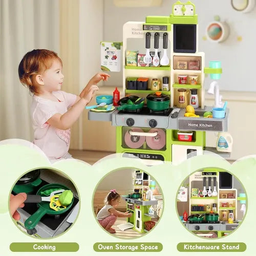 46 Piece Kitchen Toy for Children: Stove with Water Sink, Light and Steam Sound