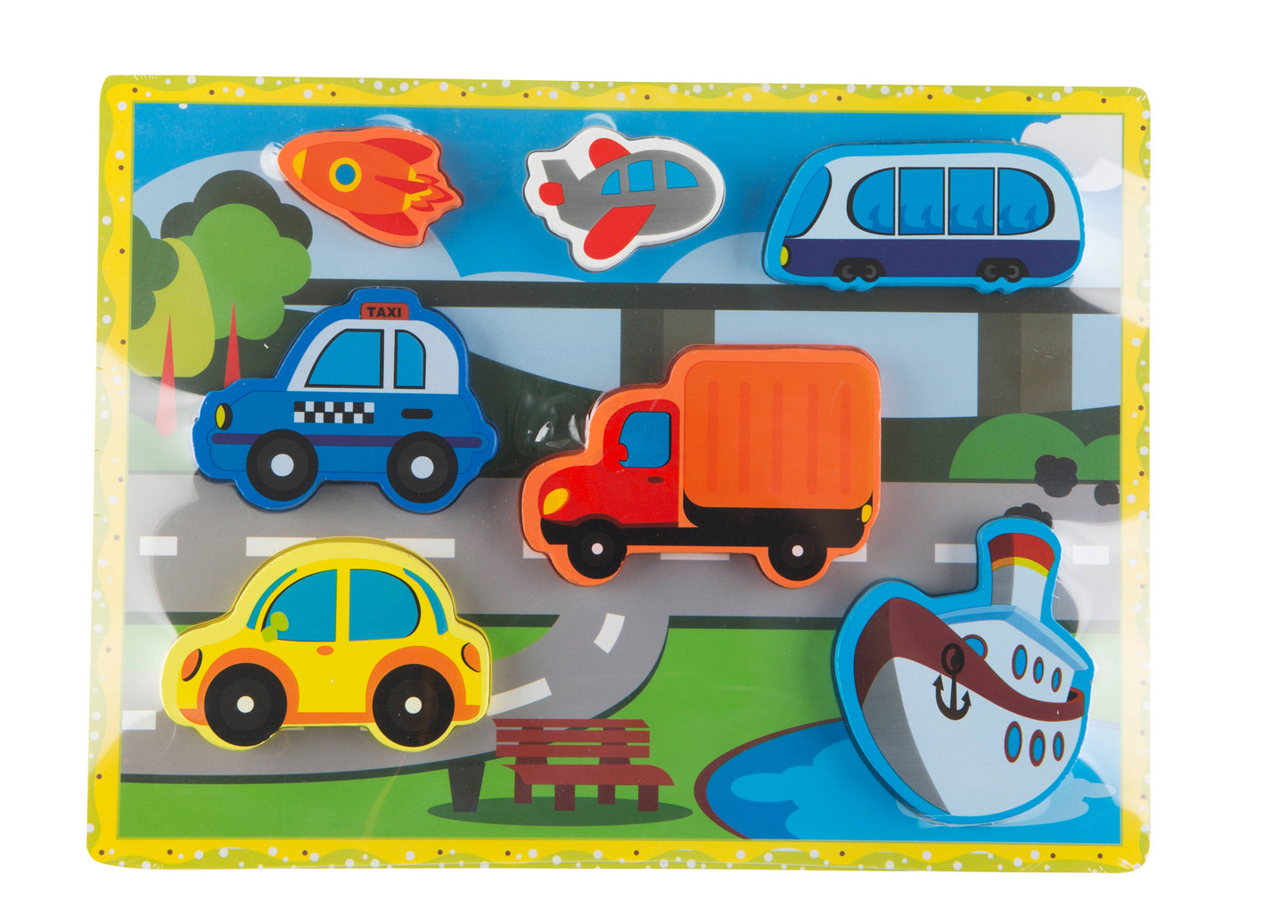 Chunky Wooden Transport  Chunky Puzzle – First Vehicles & Shape Sorter