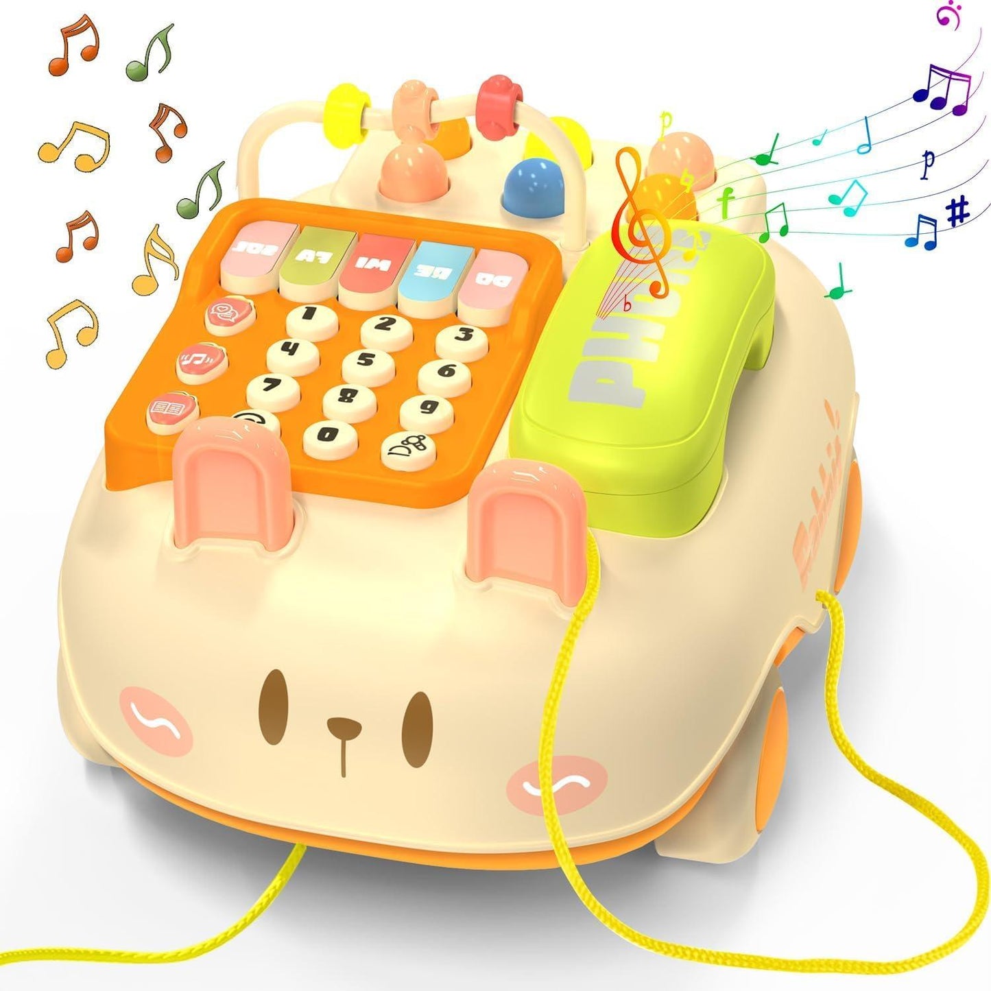 Cute Rabbit Mobile Phone Car Ages 1+ Interactive Sound Toy Gift For Kids