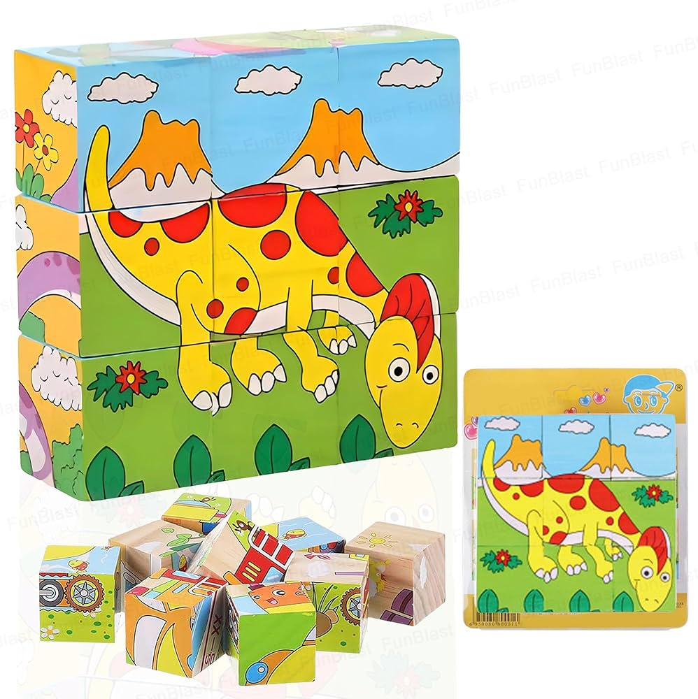 Animals Cube Puzzle – 9-Piece Wooden Block Puzzle (Ages 2+)