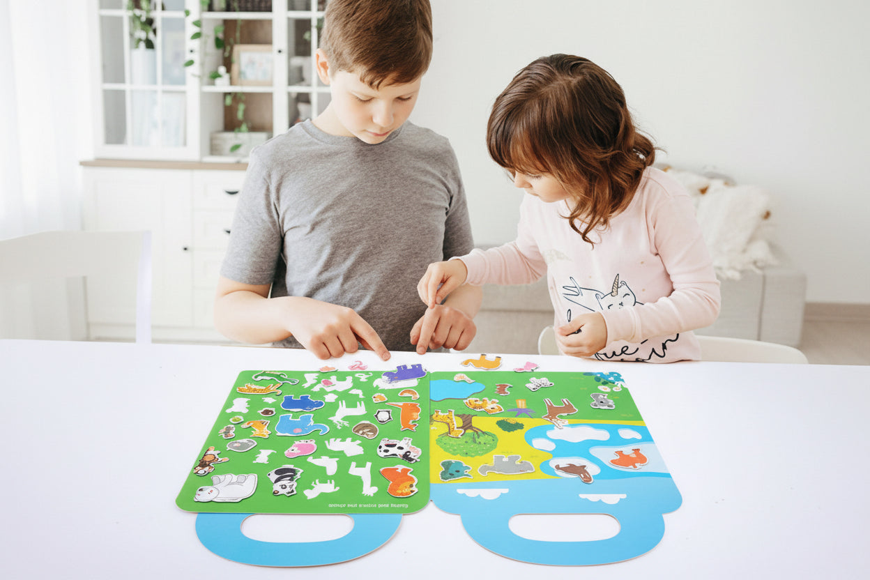Reusable Magnetic Animal Sticker Activity Book – Interactive Learning & Play